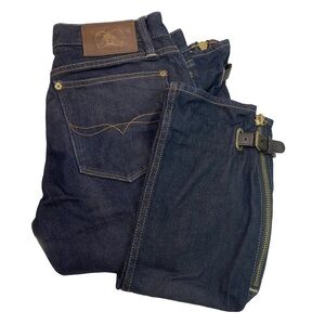 Ralph Lauren Dark Wash Madison 888 Side Belt and Zip Jeans